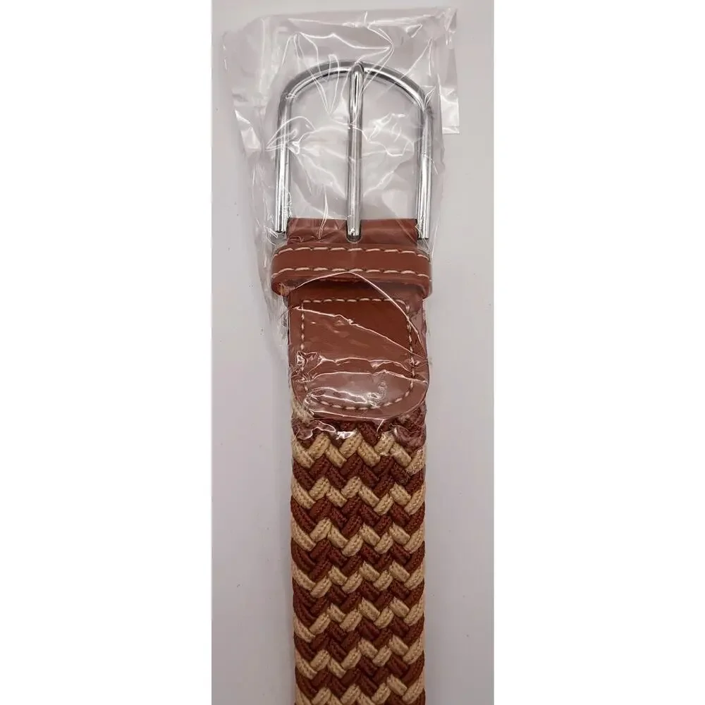 NEW Erato Elastic Stretch Braided Belt Two-Toned Brwn Tan 40 In Long Unstretched